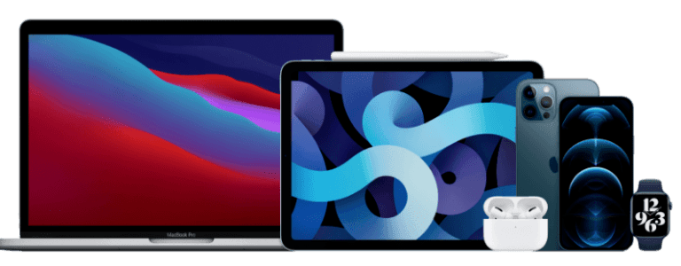 Apple MacBook Pro, iPad Air, iPhone, AirPods Pro and Apple Watch
